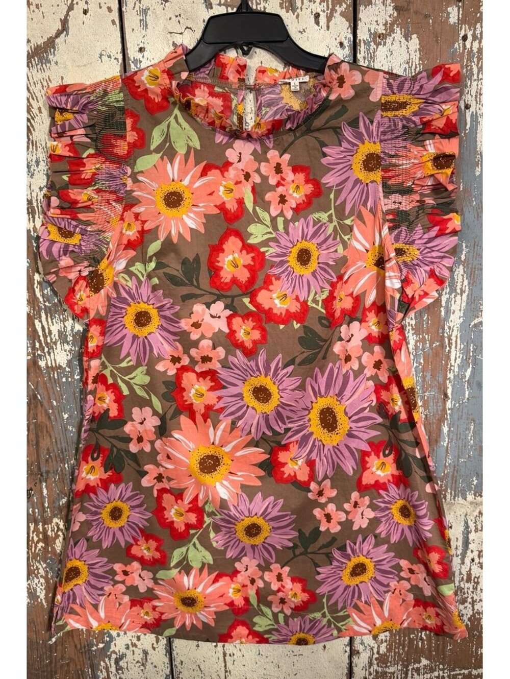 NWOT Jodifl mini dress, floral, flutter sleeve size Large